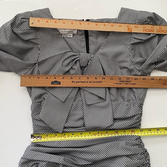 Morton Myles Vintage 80s Big Bow detail Evening Gown Gingham pattern Dress - Picture 5 of 16